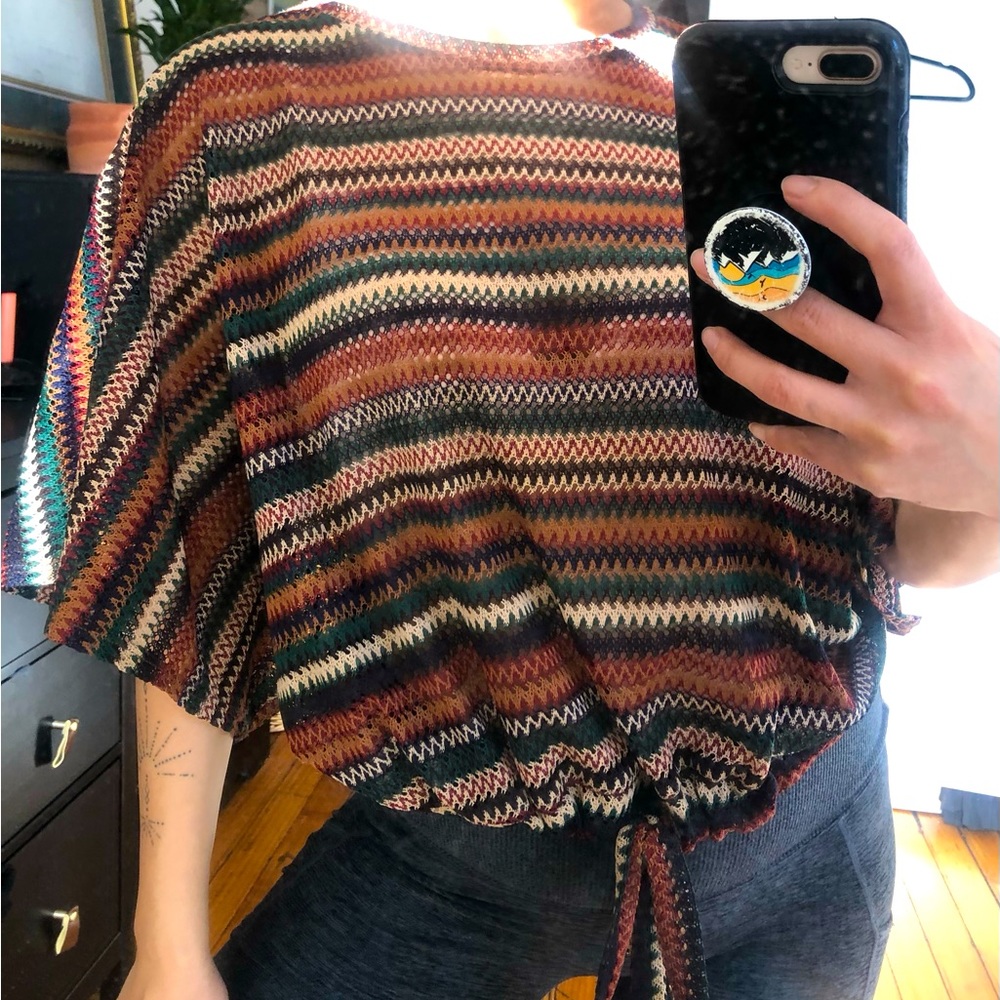 Zara striped drawstring top